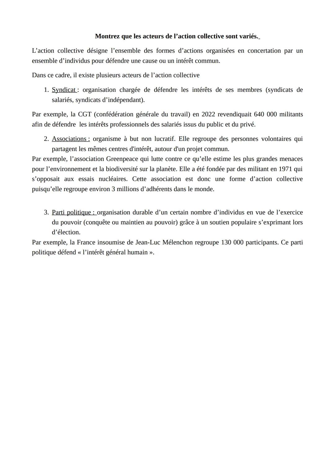 # A l'aide de deux exemples, vous montrerez que l'engagement politique
prend des formes variées.

L'engagement politique désigne l'ensemble 