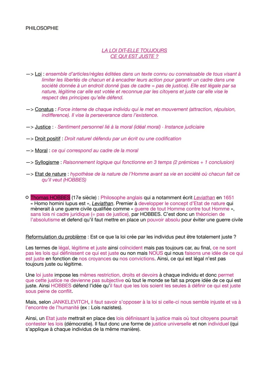 PHILOSOPHIE
LA LOI DIT-ELLE TOUJOURS
CE QUI EST JUSTE?
-> Loi : ensemble d'articles/règles éditées dans un texte connu ou connaissable de to