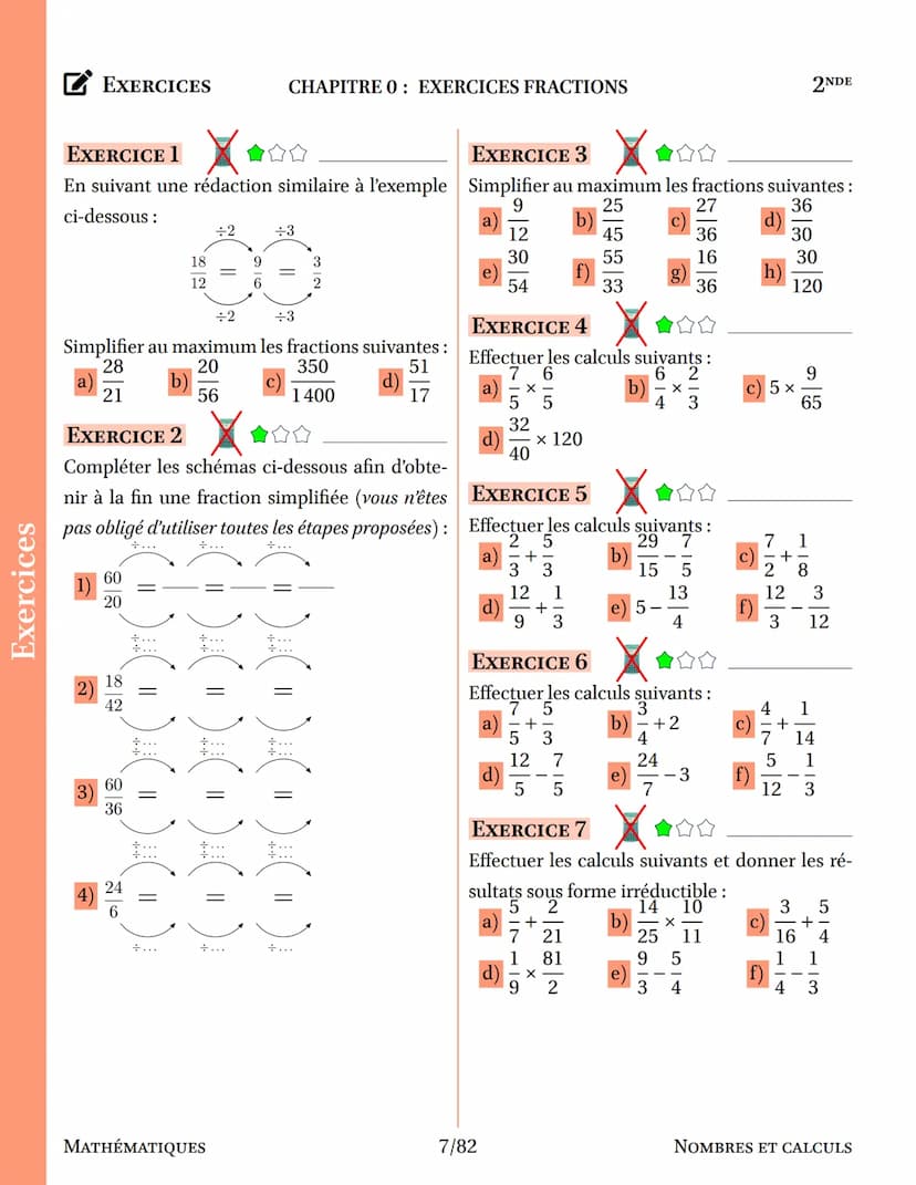 COURS
I. DÉFINITION
II.
DÉFINITION ▶ FRACTION
Soit deux nombres a et b, où b est différent de 0 A
Le quotient de a par b est le nombre qui, 