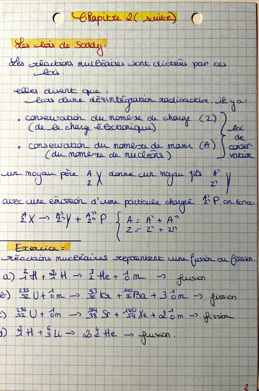 C Chapitre 2
a La Radicactivité"
4) Transformations nucléaires
is Le fission
C'est une reaction nucléaire provoquée au
cours de laquelle un 
