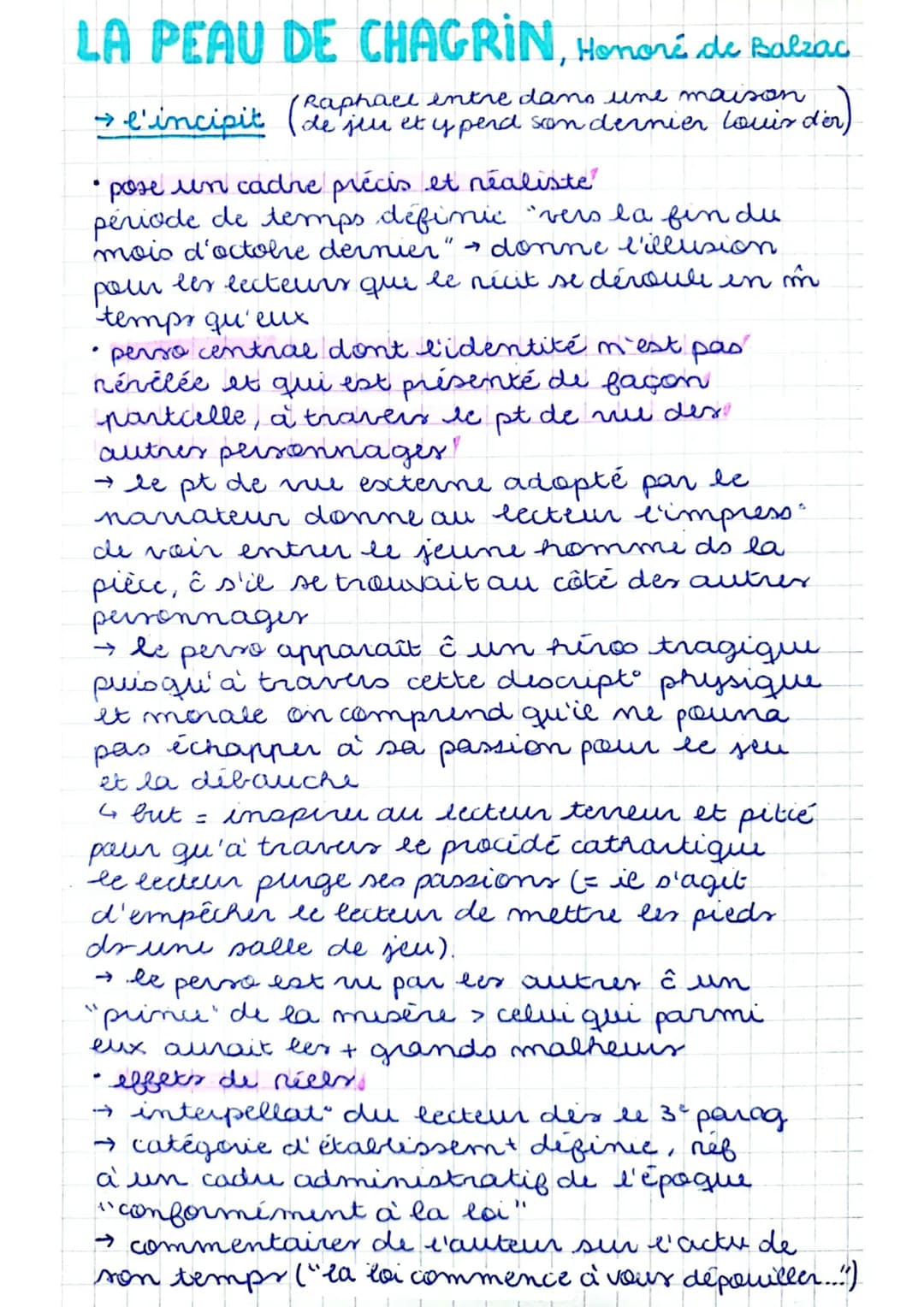 LA PEAU DE CHAGRIN, Honoré de Balzac
Raphael entre dans une maison
→ l'incipit (de jeu et y perd son dernier Louis der)
• pose un cadre préc