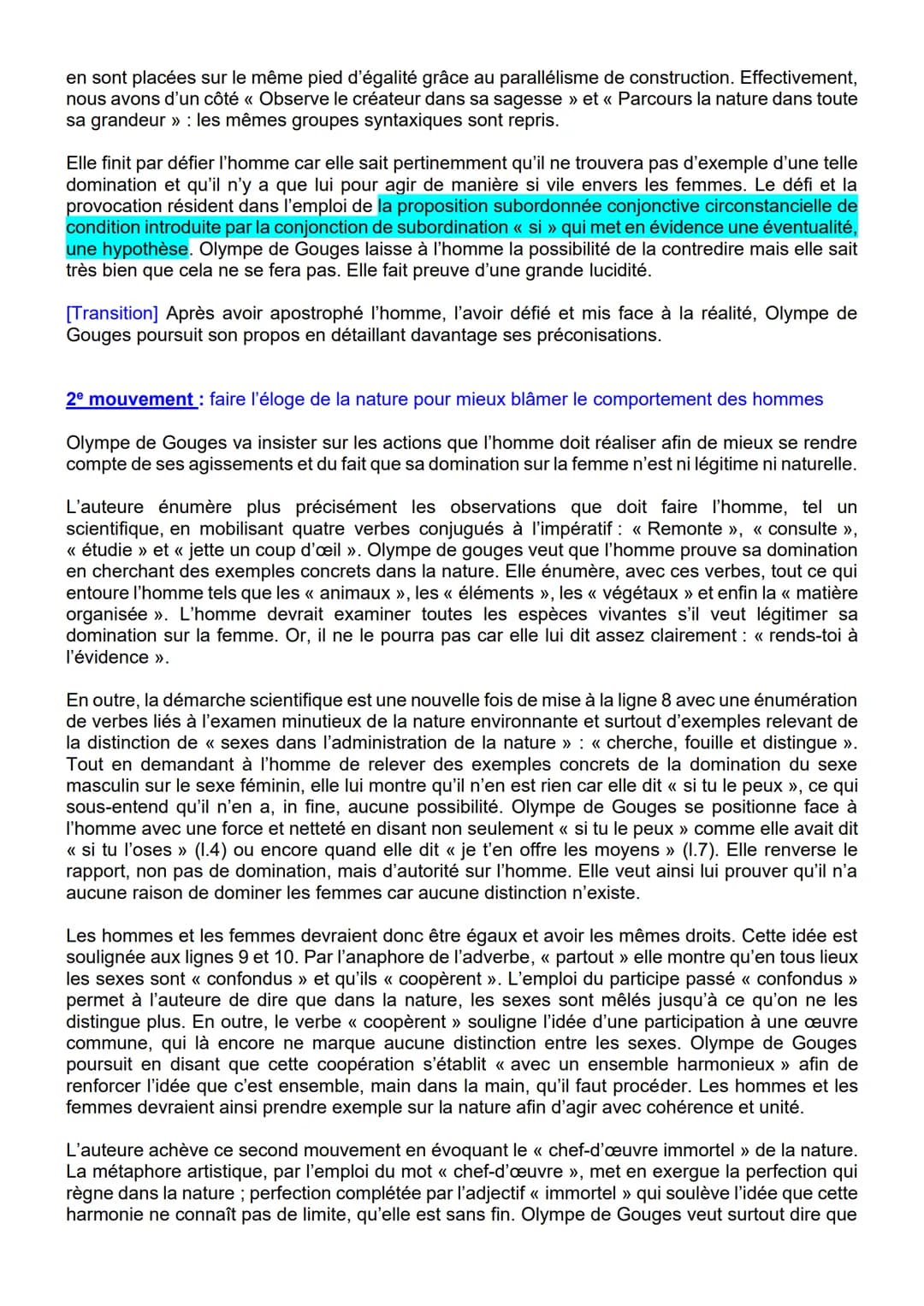 Extrait 2: Les droits de la femme
LES DROITS DE LA FEMME
Homme, es-tu capable d'être juste ? C'est une femme qui t'en fait la question; tu n