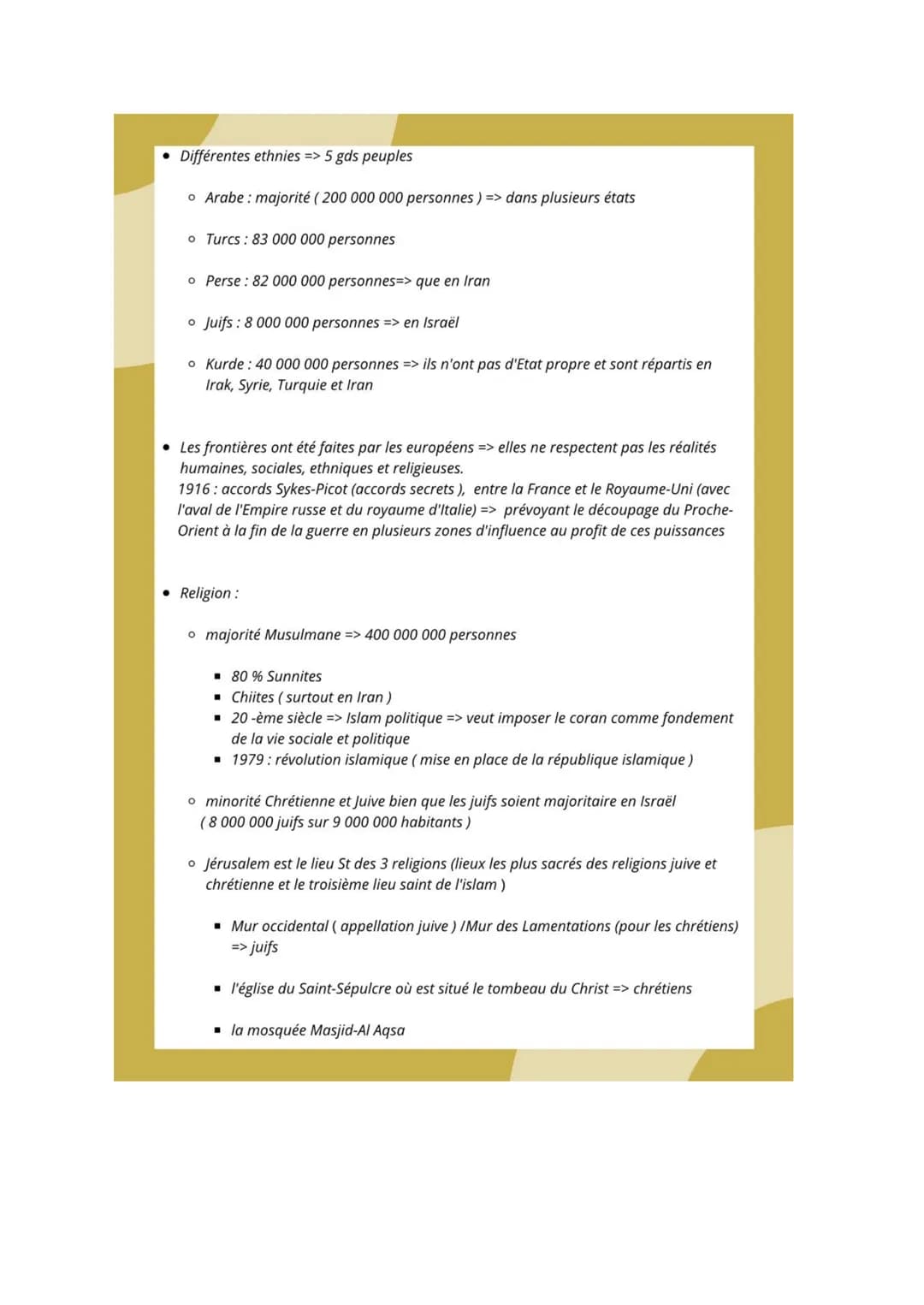 Le Moyen Orient:
Conflits régionaux et
tentative de paix Le moyen Orient : conflits régionaux el tentative
et
de paix
• Moyen Orient = régio