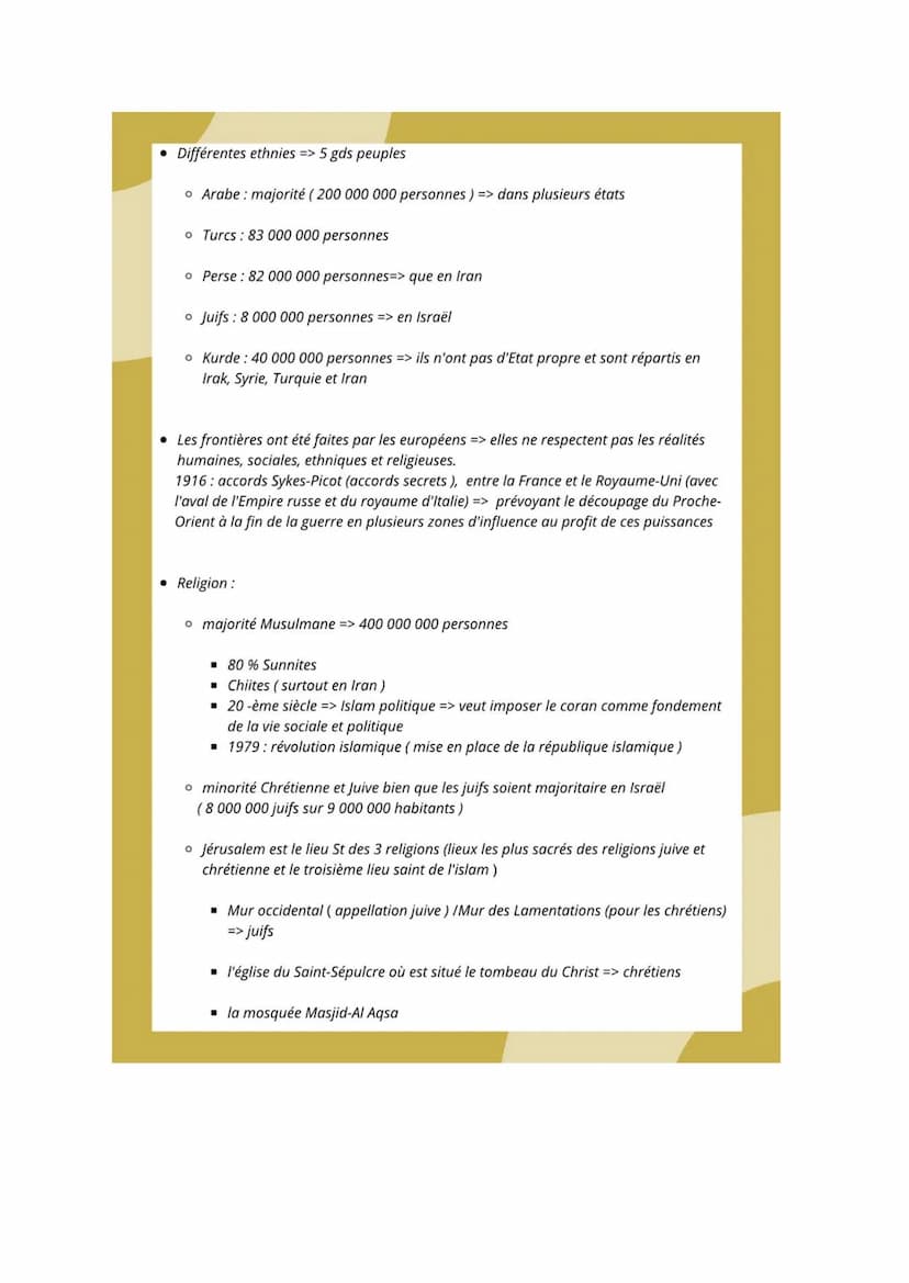 Le Moyen Orient:
Conflits régionaux et
tentative de paix Le moyen Orient : conflits régionaux el tentative
et
de paix
• Moyen Orient = régio