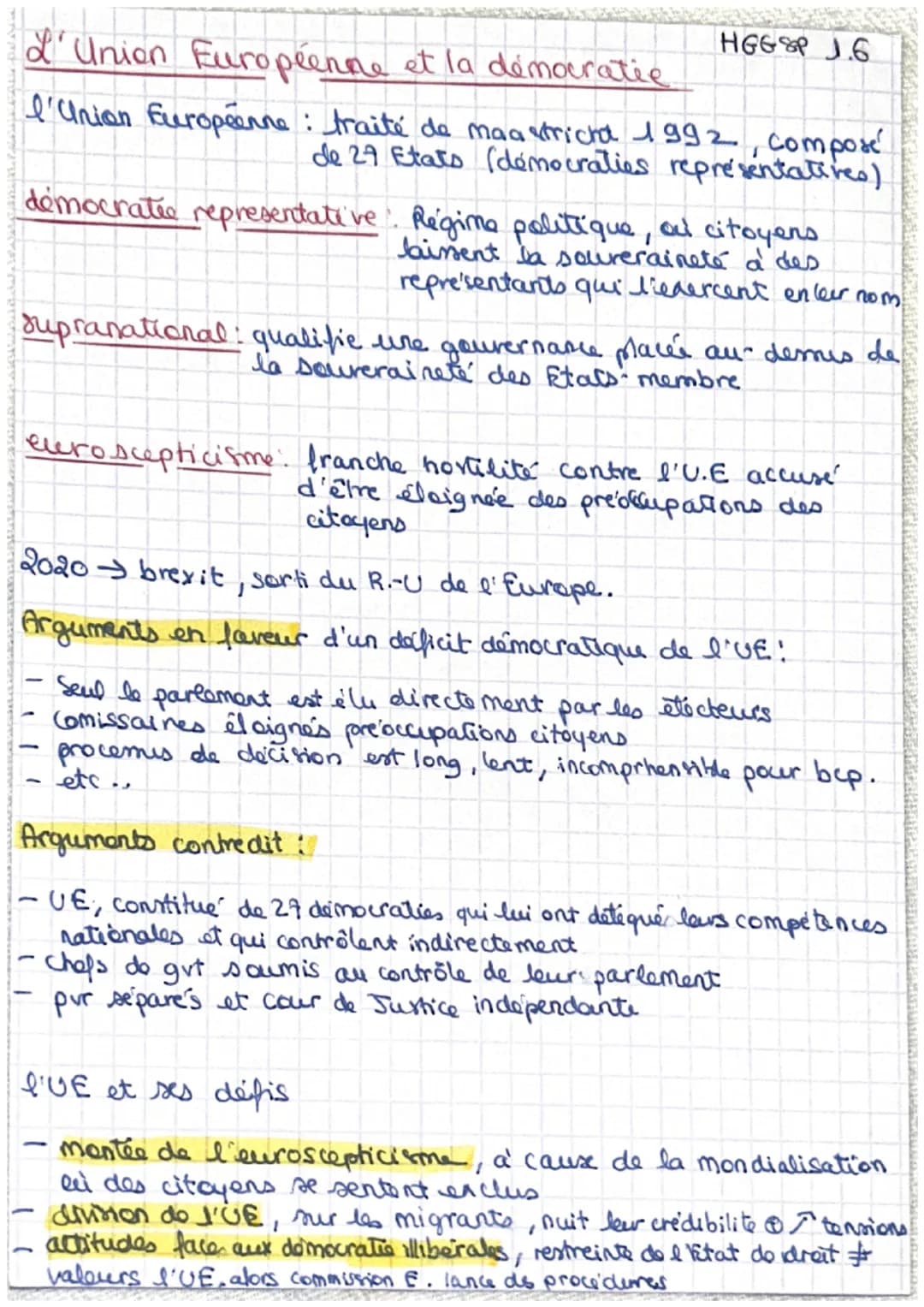 L'Union Européenne et la démocratie
I'Union Européenne : traité de maastricht 1992, compose
de 24 Etats (démocraties représentatives)
democr