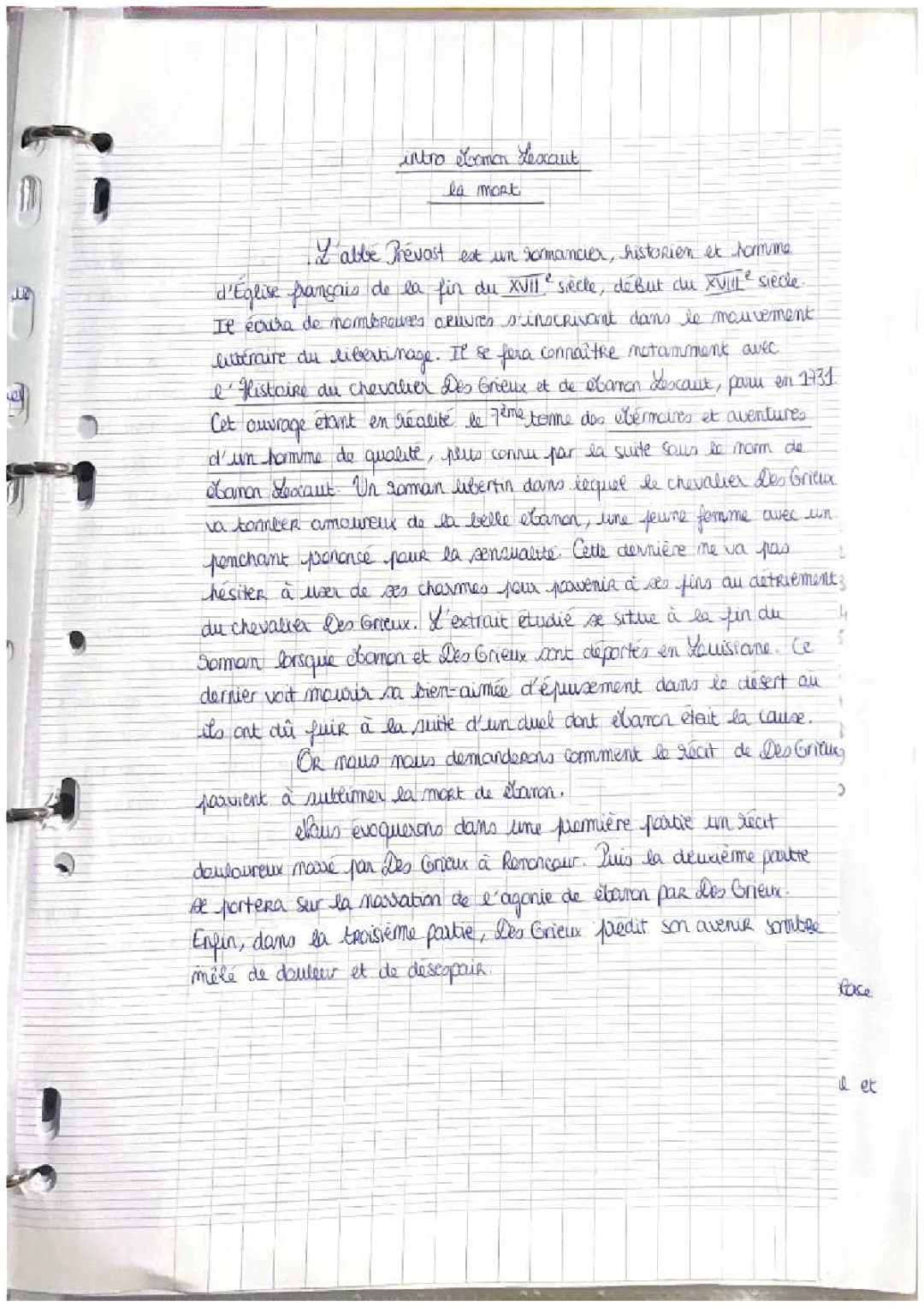 L'enterrement de Manon Lescaut: Introduction et Conclusion