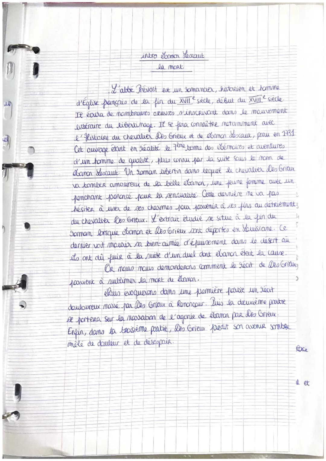 intro ebanon Lexant
la mort.
L'abbé Prévost est un romancier, historien et homme
d'Église français de la fin du XVII e siècle, début du XVIL