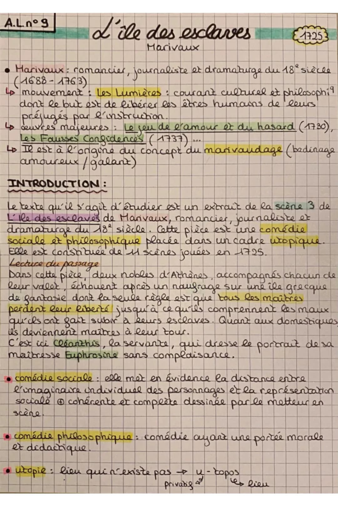 Découvrir et Comprendre : Analyse linéaire de l'île des esclaves par Marivaux