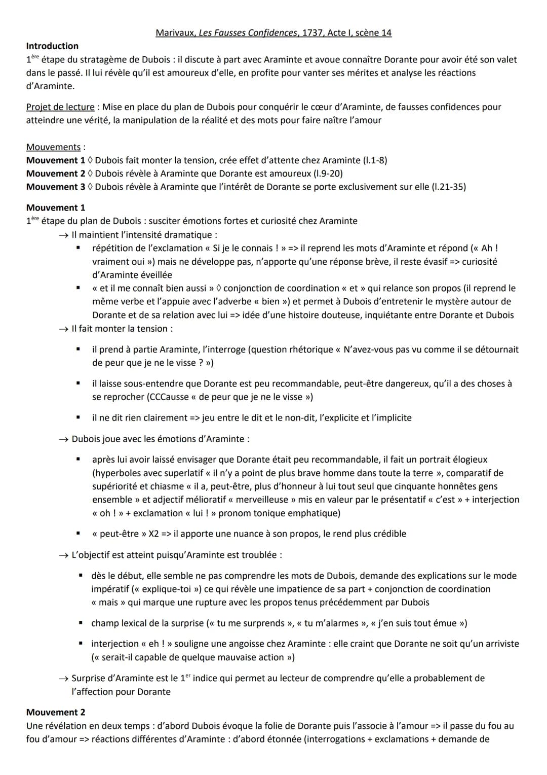 Marivaux, Les Fausses Confidences, 1737, Acte I, scène 14
Introduction
1ère étape du stratagème de Dubois : il discute à part avec Araminte 