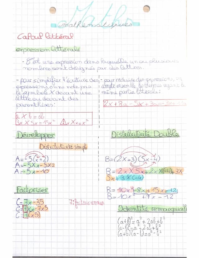 Know Mathématique Calcul littéral 3 eme  thumbnail