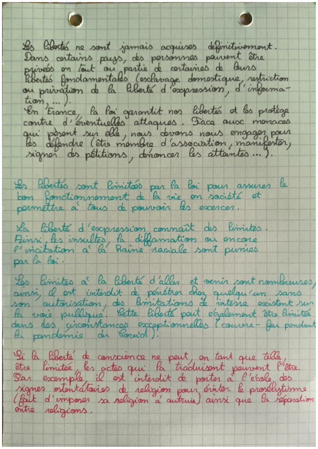 LIBERTES INDIVIDUELLES /
COLLECTIVES.
La liberté c'est la possibilité donnée à chaque personne
de choc'sir et d'agir
sa vie,
de
elle le souh