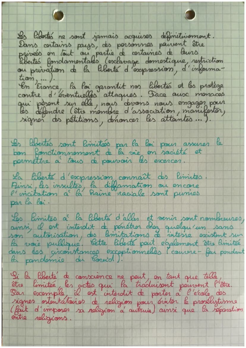 LIBERTES INDIVIDUELLES /
COLLECTIVES.
La liberté c'est la possibilité donnée à chaque personne
de choc'sir et d'agir
sa vie,
de
elle le souh