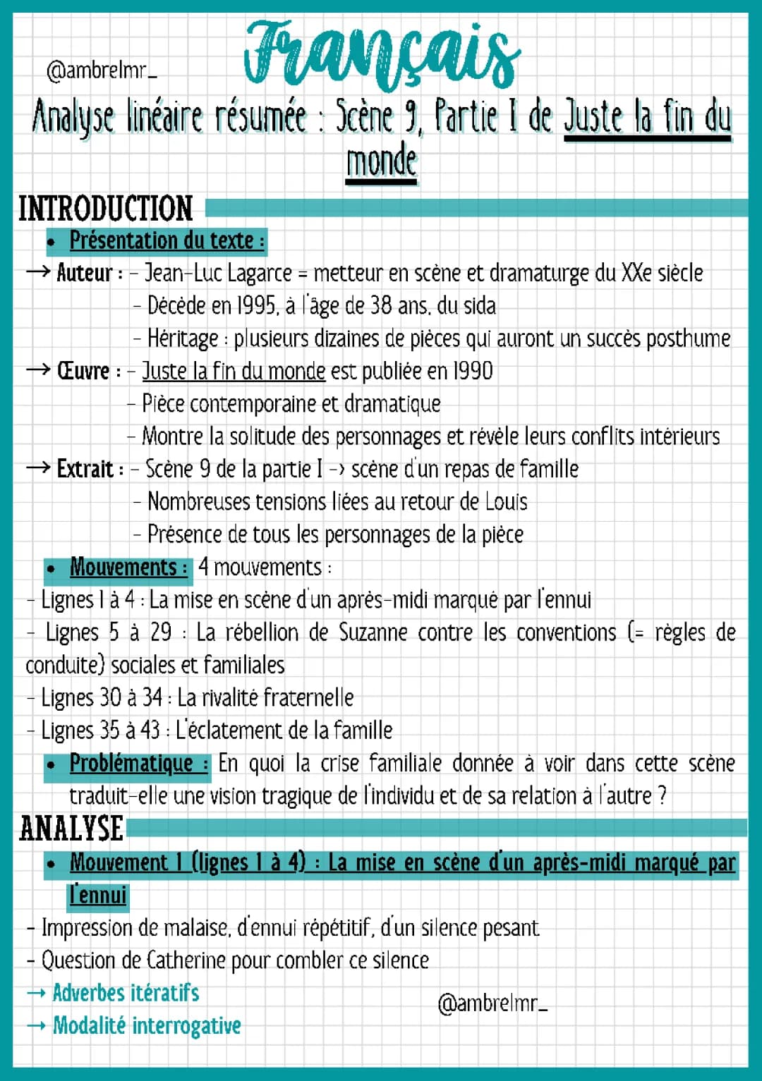 Analyse linéaire de Juste la fin du monde, scène 9 (Résumé)