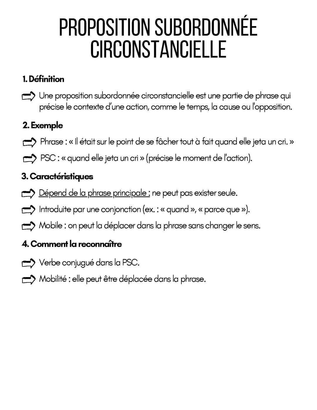 Proposition Subordonnée Circonstancielle