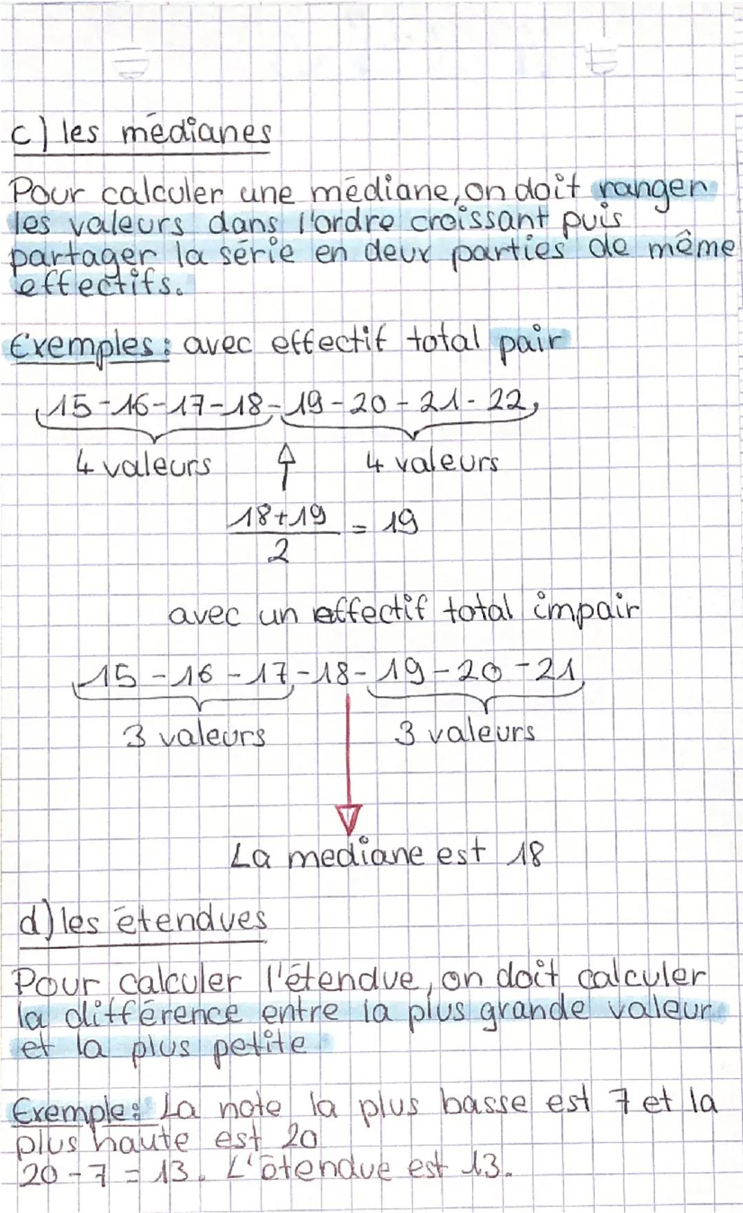 # maths

les statistiques

a) moyennes classiques

Pour calculer une moyenne, on doit faire
la somme des valeurs de la série
diviser par l'e