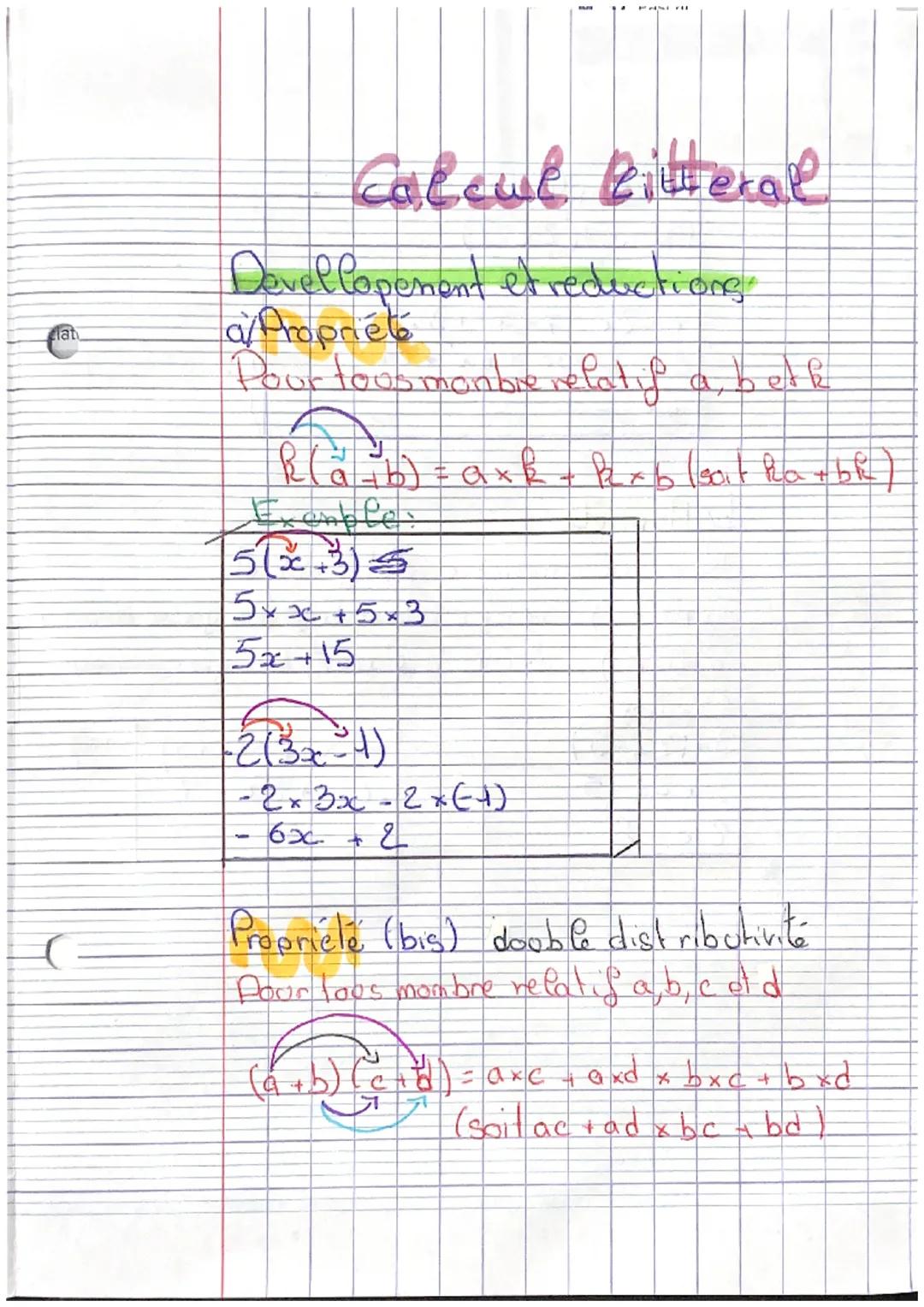 # Calcul Bitterall

Devel lopenent et reductions
a/Propriété
Pour tous manbie relatif a, bet le
$R(a+b) = a x k + k x b$ (soit $Ra + b k$)
E