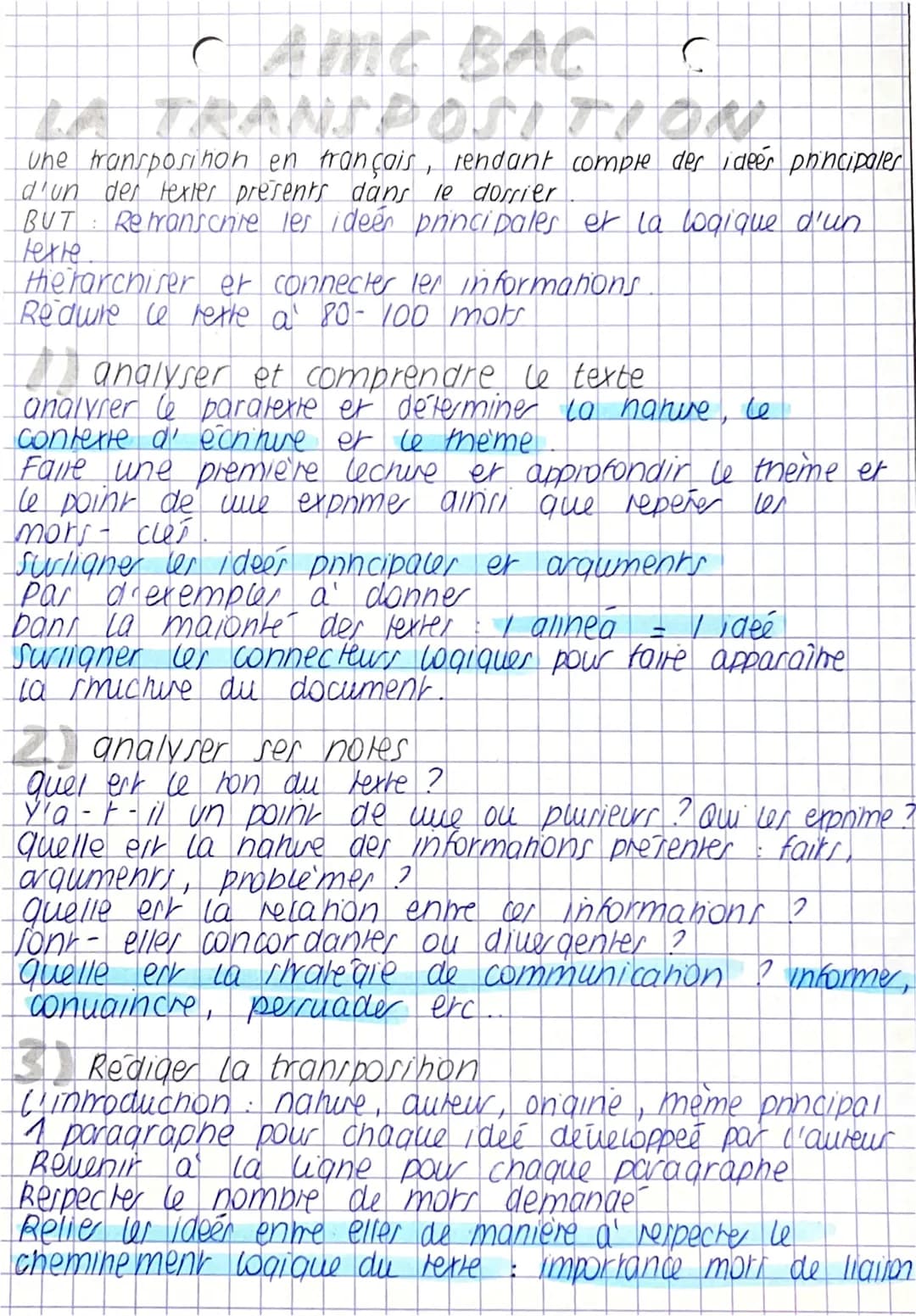 CAME BAC
6 BAS
Une transposition en français, rendant compte des idees principales
d'un des textes presents dans le dossier
Of
BUT Retranscr