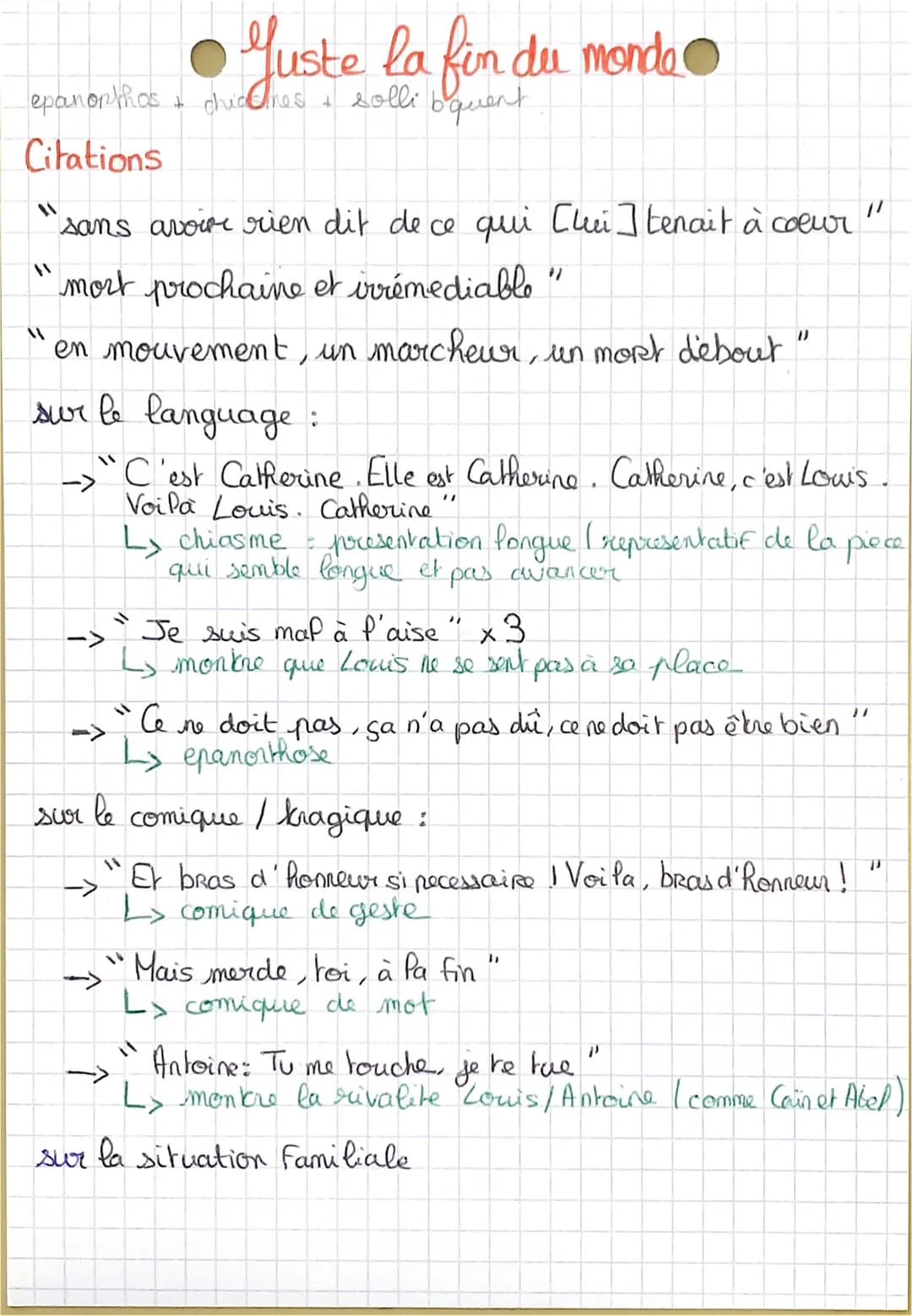 LA FAMILLE
Louis et Antoine semble vouloir s'approprier la place du
père dans la famille mais la mere domine.
Juste la fin du monde
->
Impre