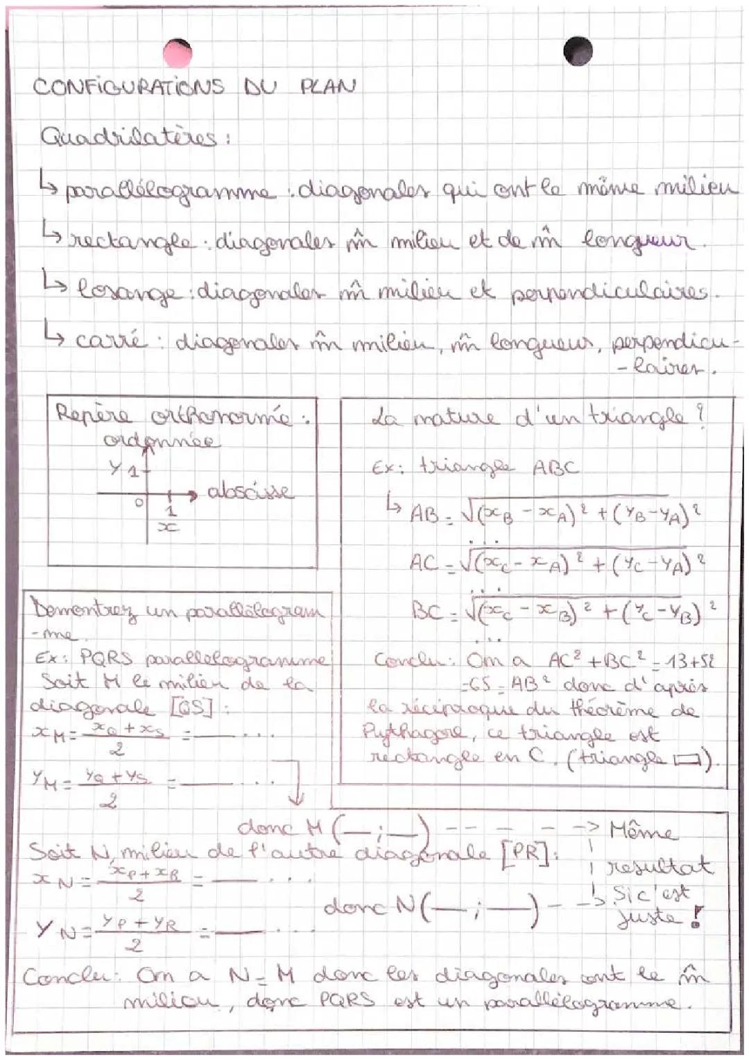 La configuration du plan/ Maths
