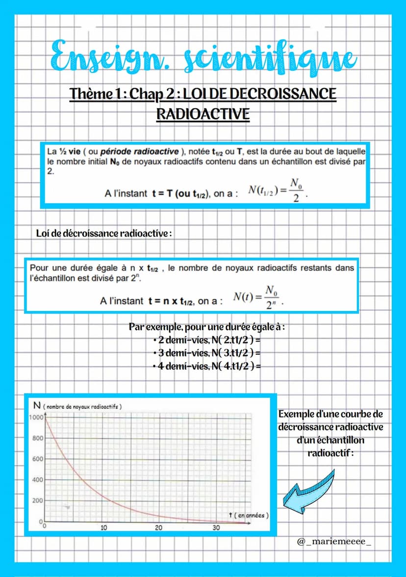 
<p>Dans le thème 1 de physique-chimie de première, nous abordons le chapitre 2 portant sur la loi de décroissance radioactive. Nous appreno