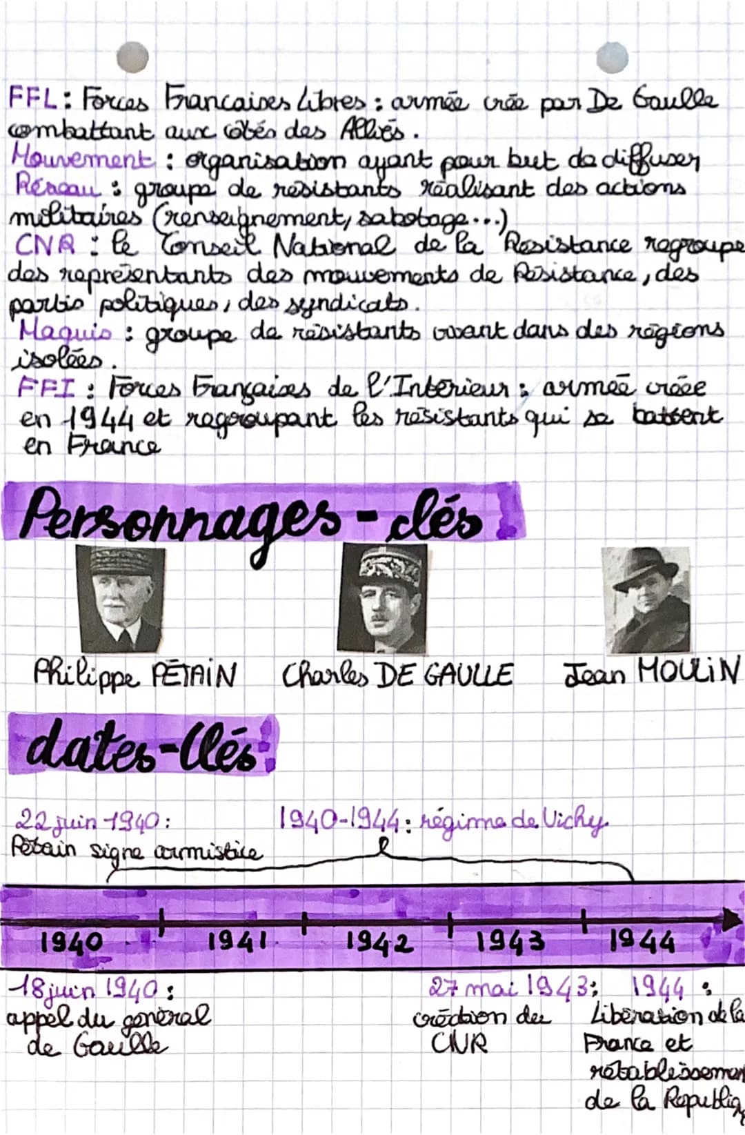 history •
LA FRANCE PENDANT SECONDE GUERRE MONDIALE
idéer clées i
Mai Juin 1940: défaite militaire, armée desorganisée,
fuite des cils...: R