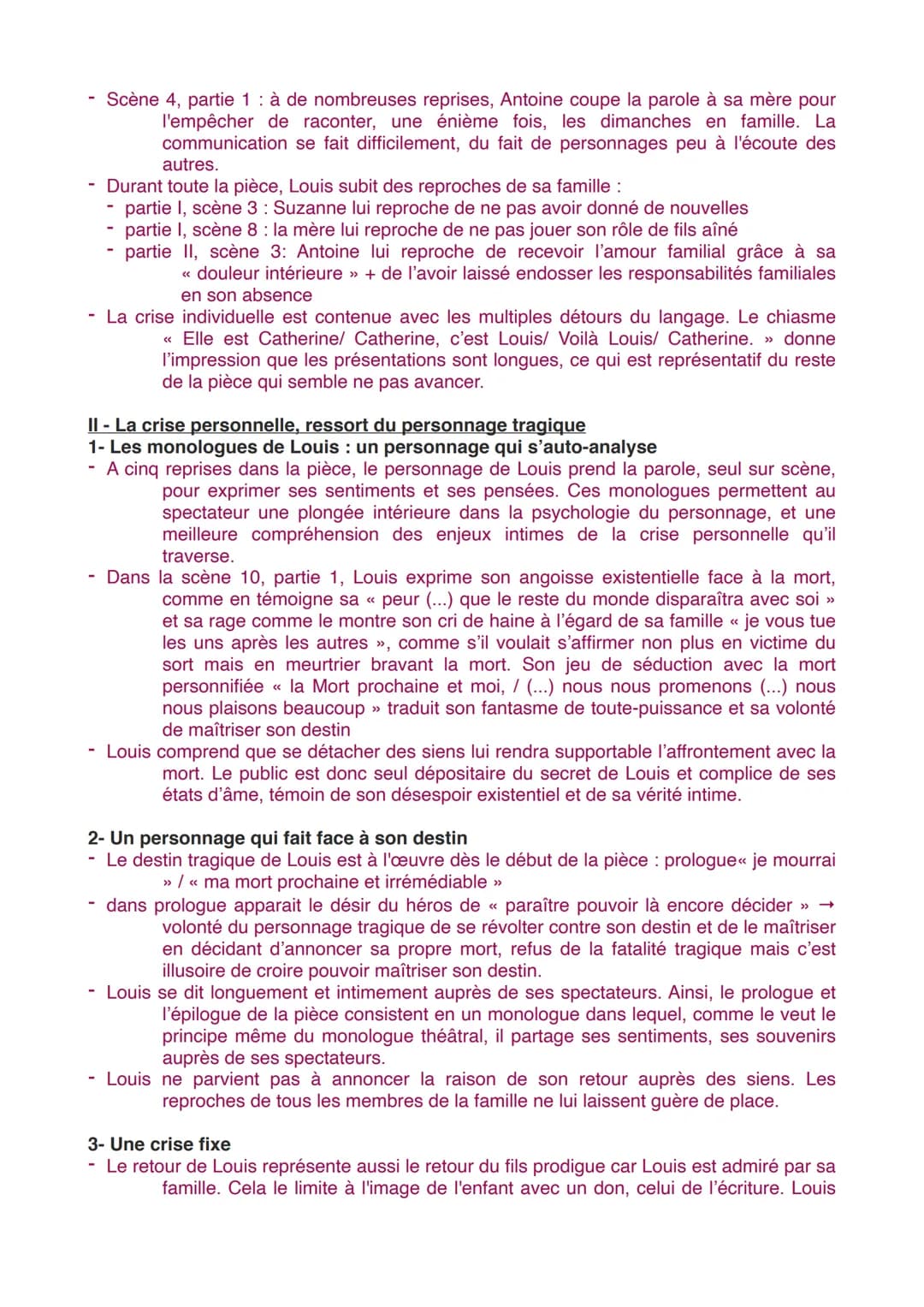 DISSERTATION JUSTE LA FIN DU MONDE J.L. LAGARCE
Plan thématique : les différentes crises
1 - Une crise familiale, ressort du conflit tragiqu