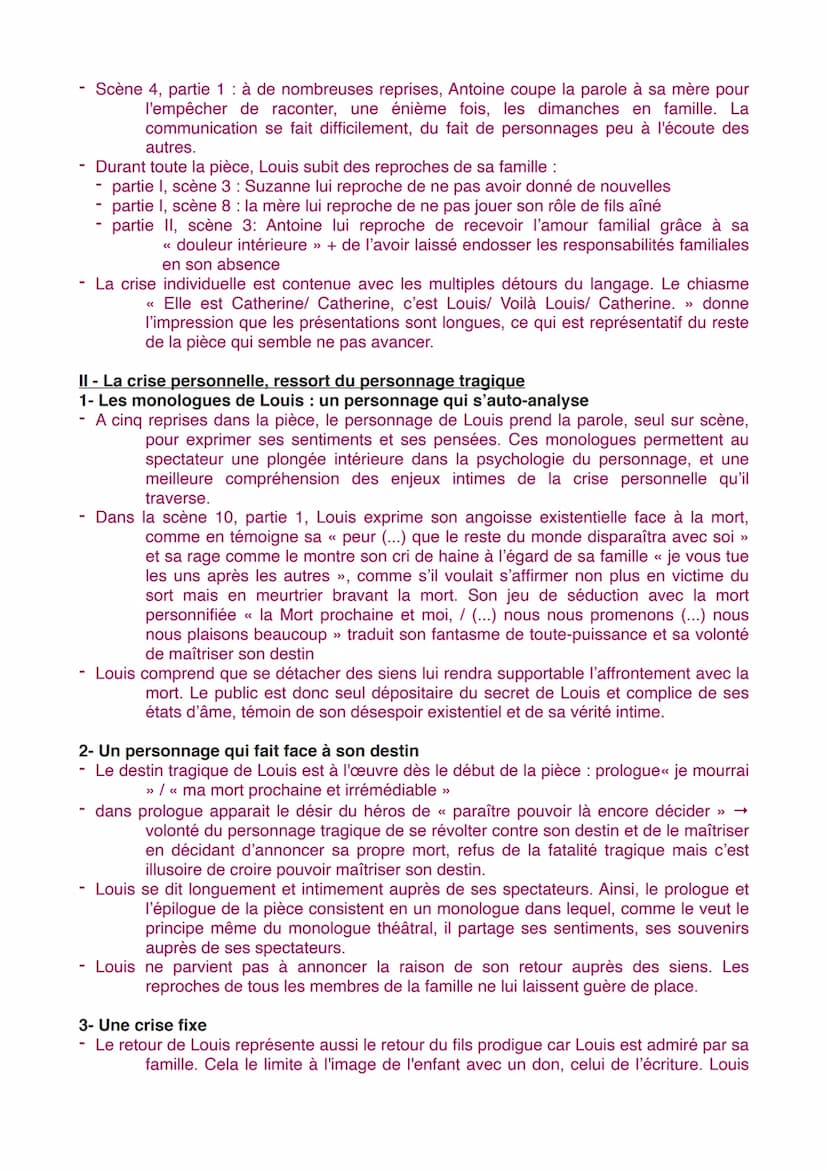 DISSERTATION JUSTE LA FIN DU MONDE J.L. LAGARCE
Plan thématique : les différentes crises
1 - Une crise familiale, ressort du conflit tragiqu