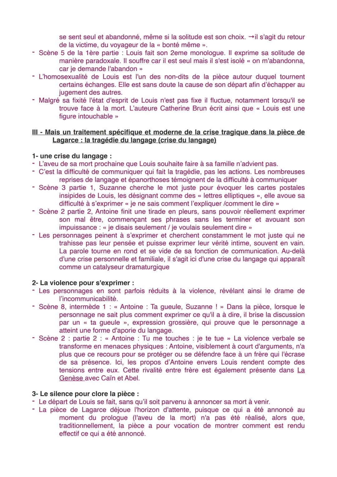 DISSERTATION JUSTE LA FIN DU MONDE J.L. LAGARCE
Plan thématique : les différentes crises
1 - Une crise familiale, ressort du conflit tragiqu