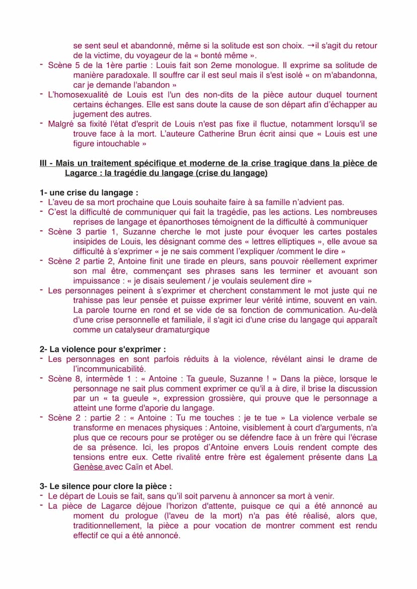 DISSERTATION JUSTE LA FIN DU MONDE J.L. LAGARCE
Plan thématique : les différentes crises
1 - Une crise familiale, ressort du conflit tragiqu