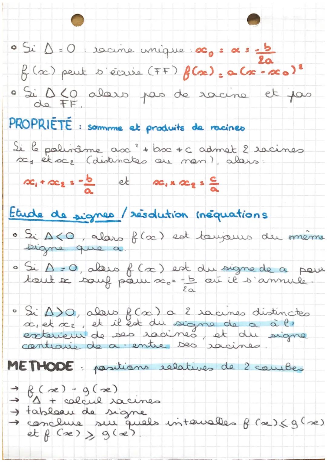 CHAP 1- MATHS
fonctions polynomer de
degré 2
(a - b) ² = a ² - 2ab + b²
(a + b)²³² = a ² + 2ab + b ²
|| (a + b)(a - b) = a ²-b²
Formes:
f(x)