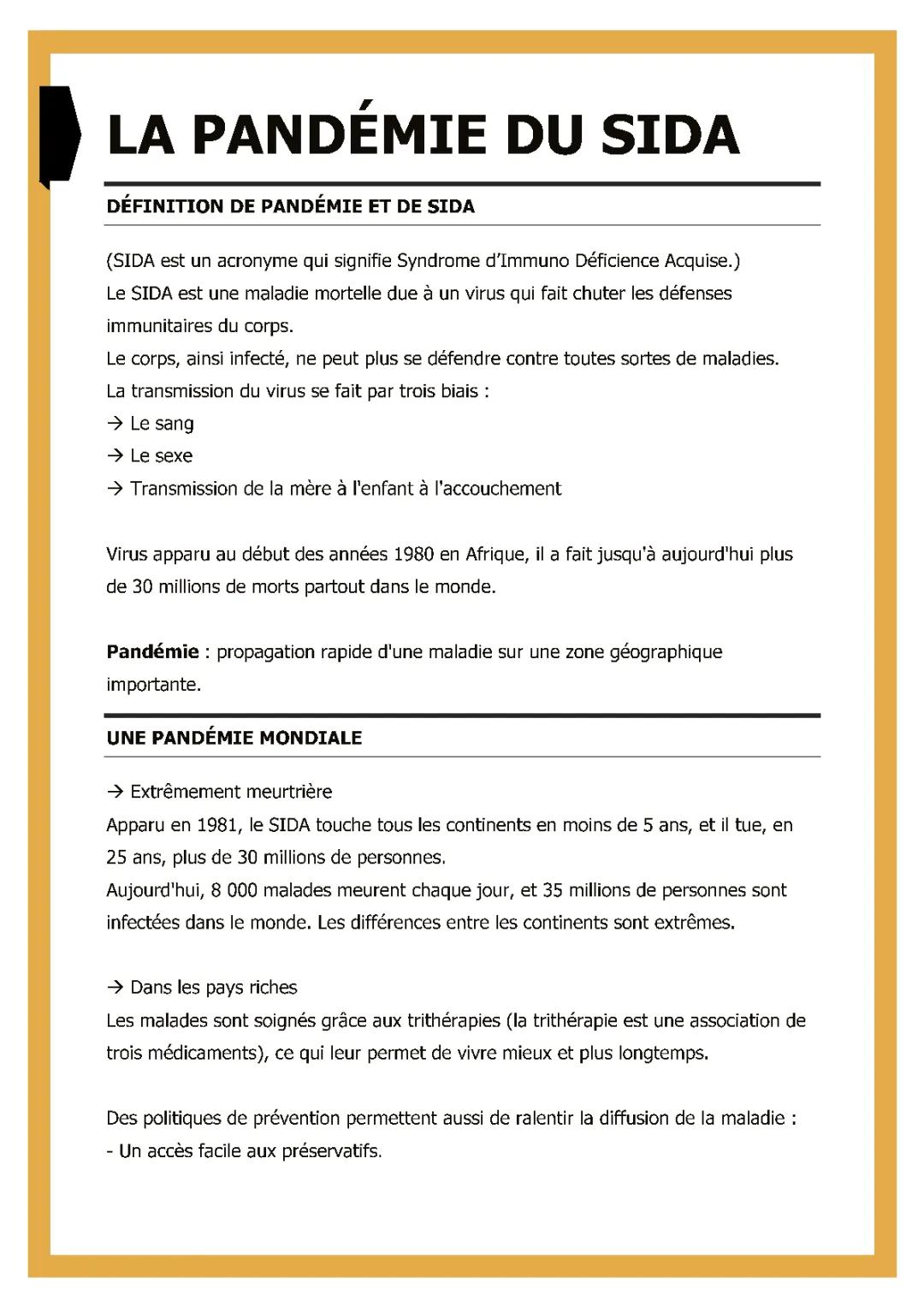La pandémie du SIDA
