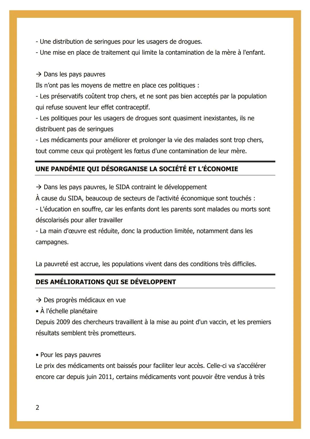 LA PANDÉMIE DU SIDA
DÉFINITION DE PANDÉMIE ET DE SIDA
(SIDA est un acronyme qui signifie Syndrome d'Immuno Déficience Acquise.)
Le SIDA est 