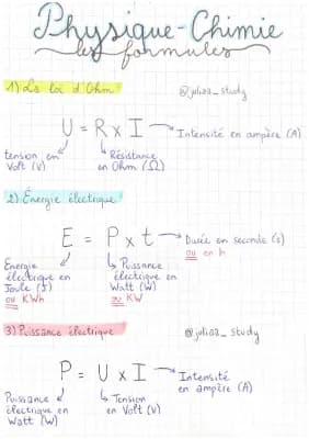 Know Formules physique-chimie Brevet 3ème thumbnail