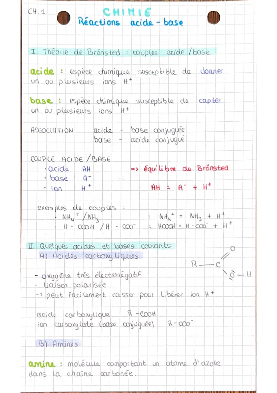 CH 1 : réactions acide-base