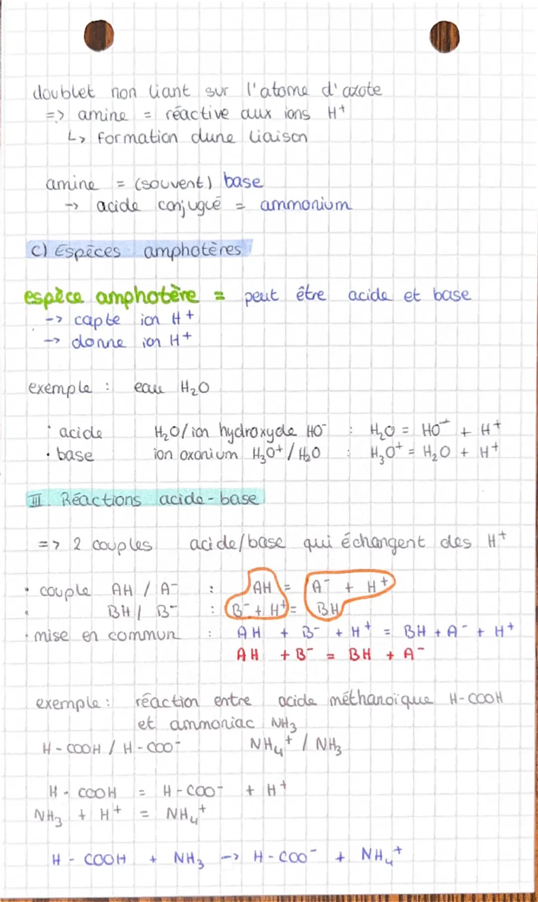 CH.1
CHIMIE
Réactions acide-base
I Théorie de Brönsted: couples acide/base
acide: espèce chimique susceptible de donner
un ou plusieurs ions