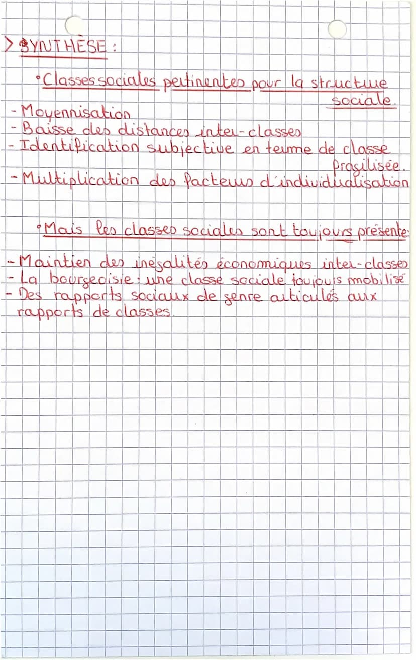 Chapitre: Structuration de la société Francaise
FICHE L
terme "Classe sociale pour la société 6.
actuelle
I/ Les distances inter et intra cl