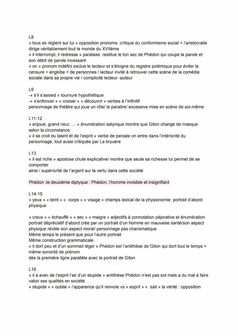 Giton et Phédon
Comment l'auteur montre t-il que l'argent est à la source des comportements sociaux
La Bruyère a beaucoup observé les seigne
