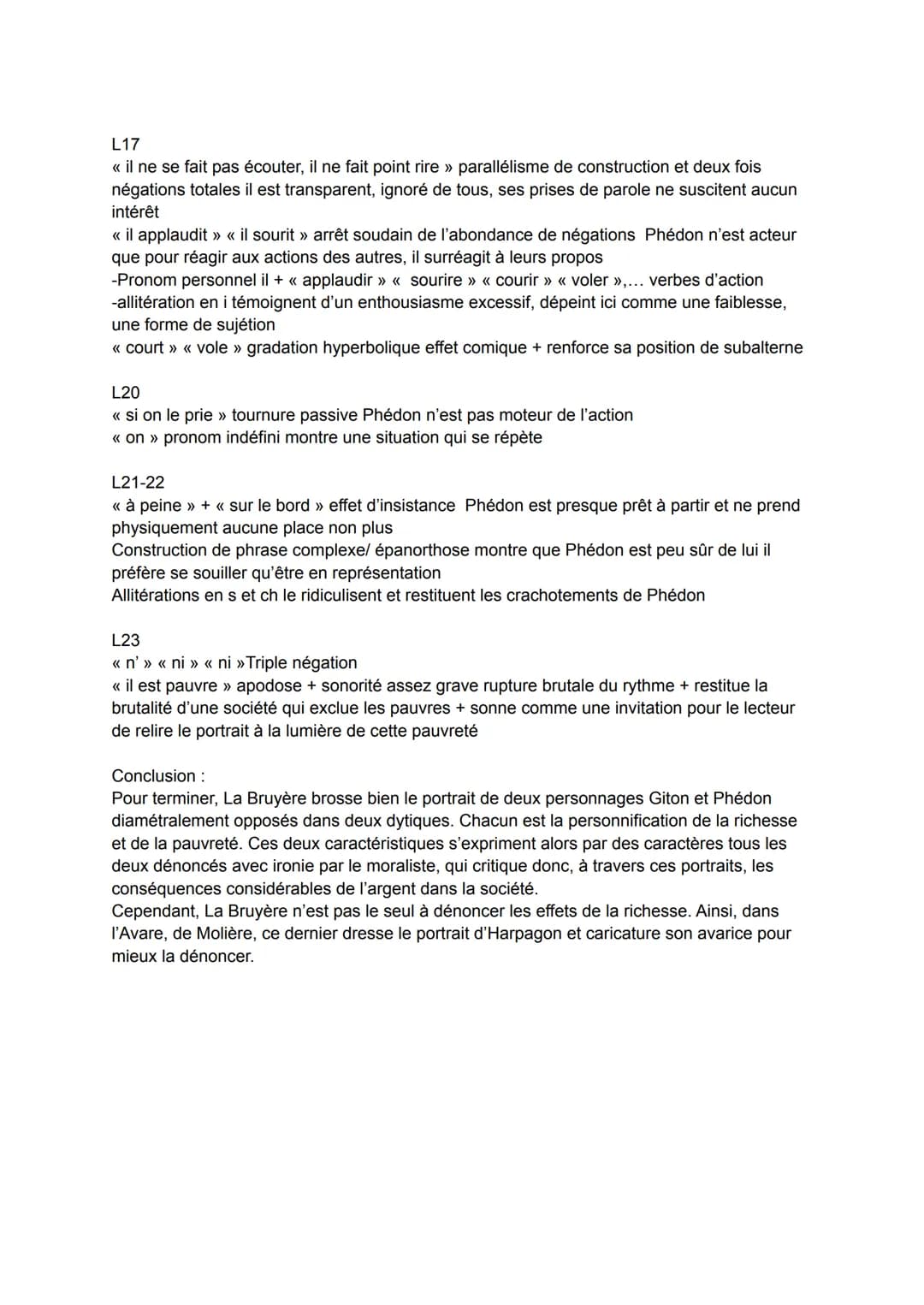 Giton et Phédon
Comment l'auteur montre t-il que l'argent est à la source des comportements sociaux
La Bruyère a beaucoup observé les seigne