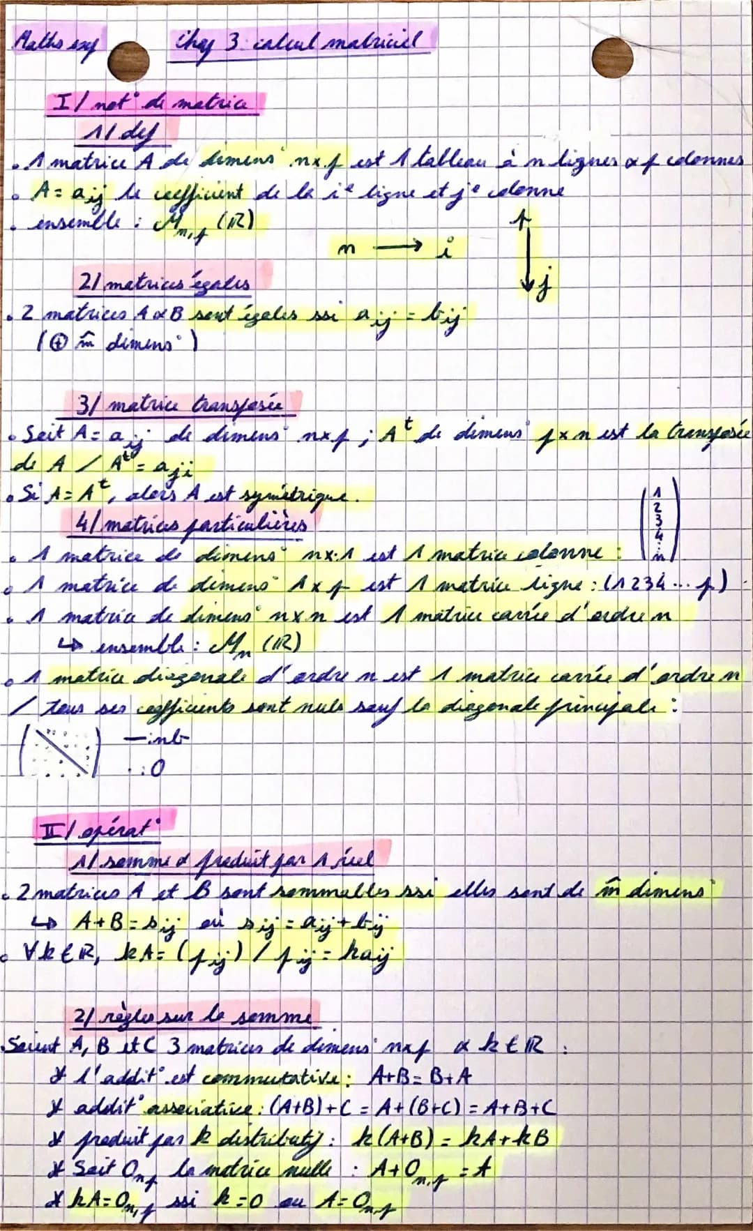 Calcul matriciel - maths expertes