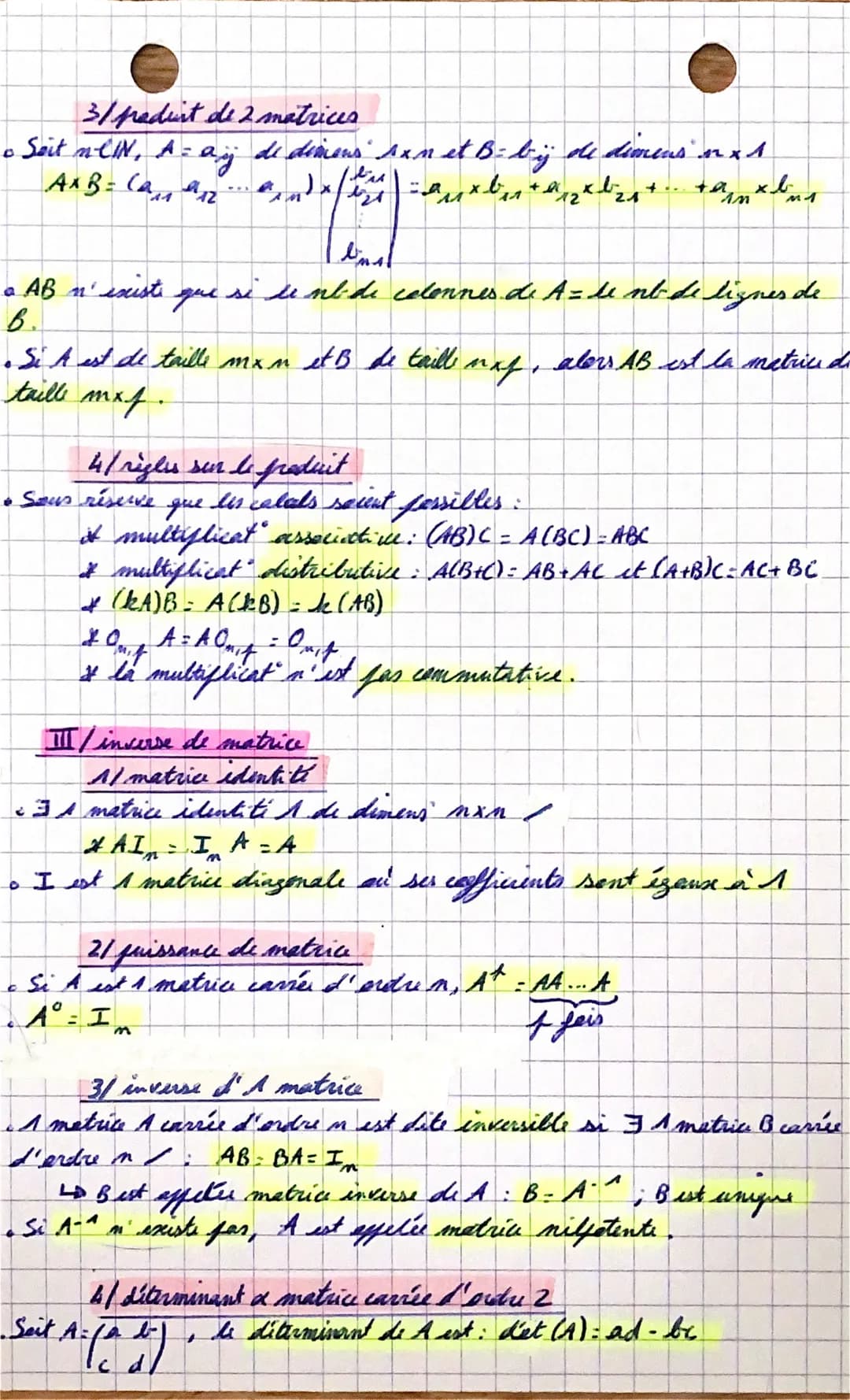 Maths exp
They 3 calcul matricial
Il not de metrice
Midy
A matrice A de dimens" nx.f est 1 tableau à in ligner of colonnes
A= as he refficie