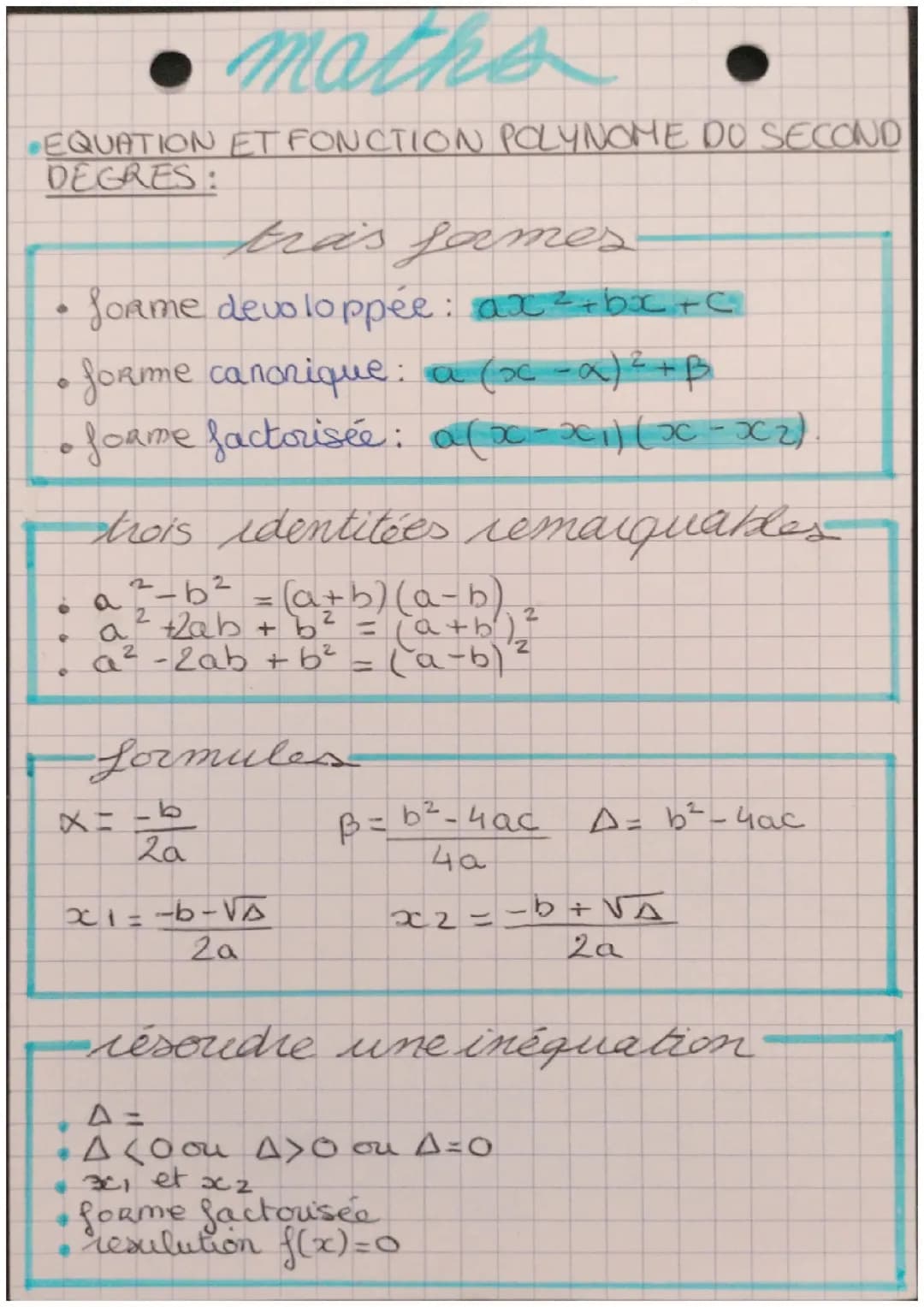 Équation et fonction polynôme du second degrés 