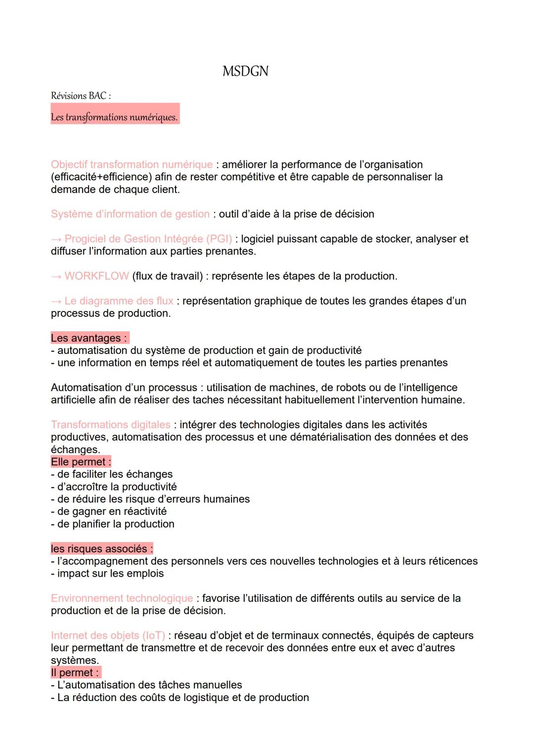 MSDGN

Révisions BAC:
Les transformations numériques.

Objectif transformation numérique: améliorer la performance de l'organisation
(effica