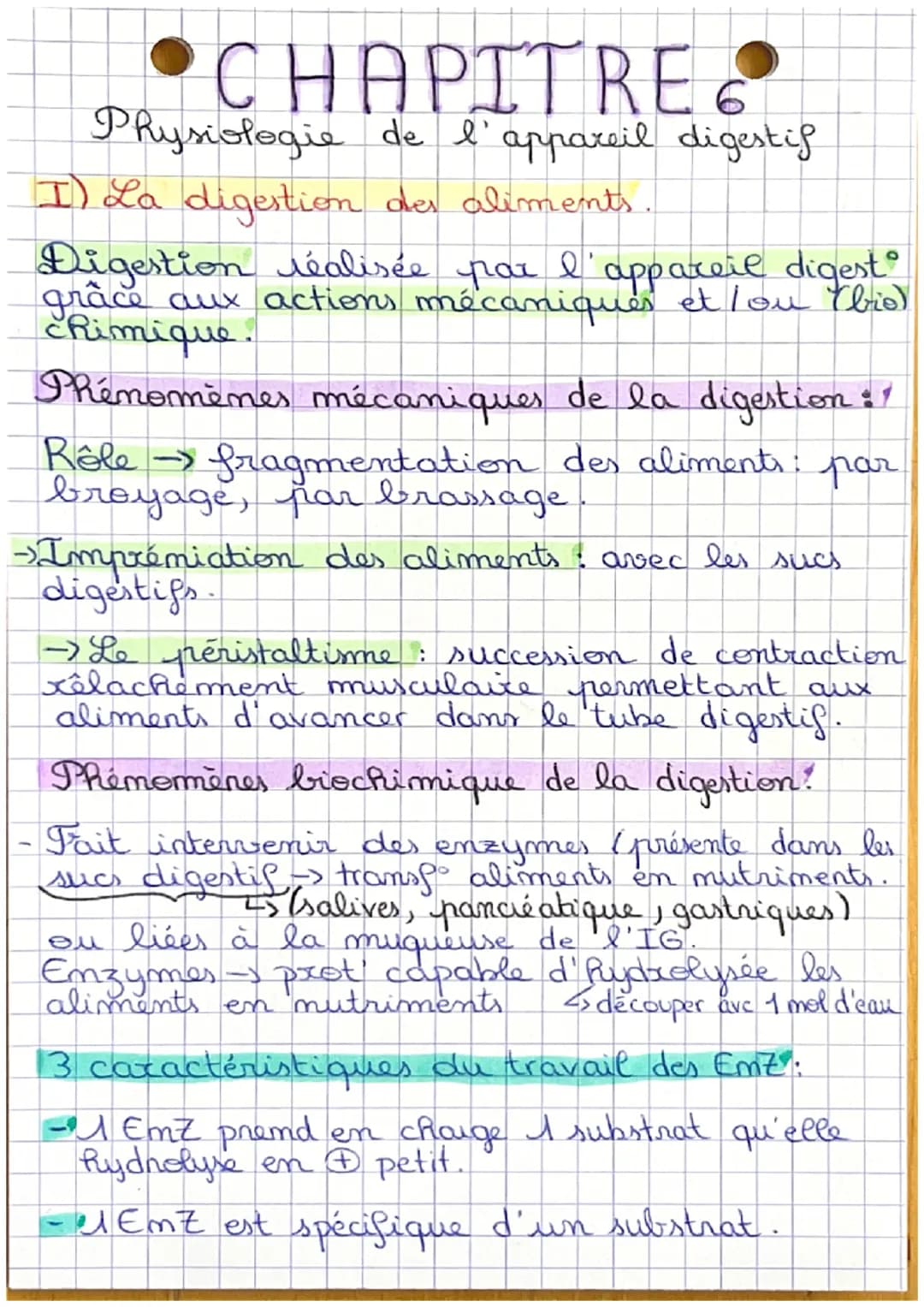 CHAPITRE
Physiologie de l'appareil digestif
I) La digestion des aliments
Digestion réalisée par l'appareil digest
grâce aux actions mécaniqu