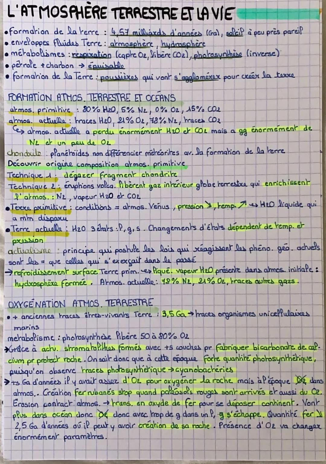 l’atmosphère terrestre et la vie 
