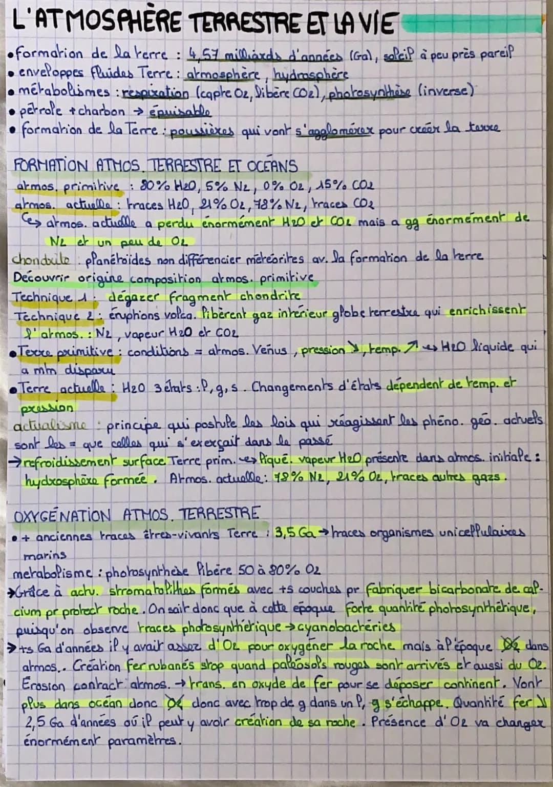 L'ATMOSPHÈRE TERRESTRE ET LA VIE
formation de la terre : 4,57 milliards d'années (Ga), soleil à peu près pareil
enveloppes Fluides Terre: at
