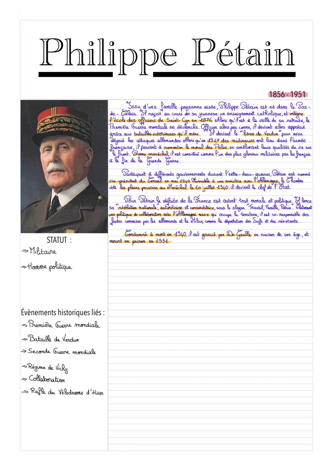 Charles De Gaulle
STATUT:
→ Militaire
→→Homme politique français
Évènements historiques liés :
- Appel du 18 juin
>Libération
→>>>
• Guerre 