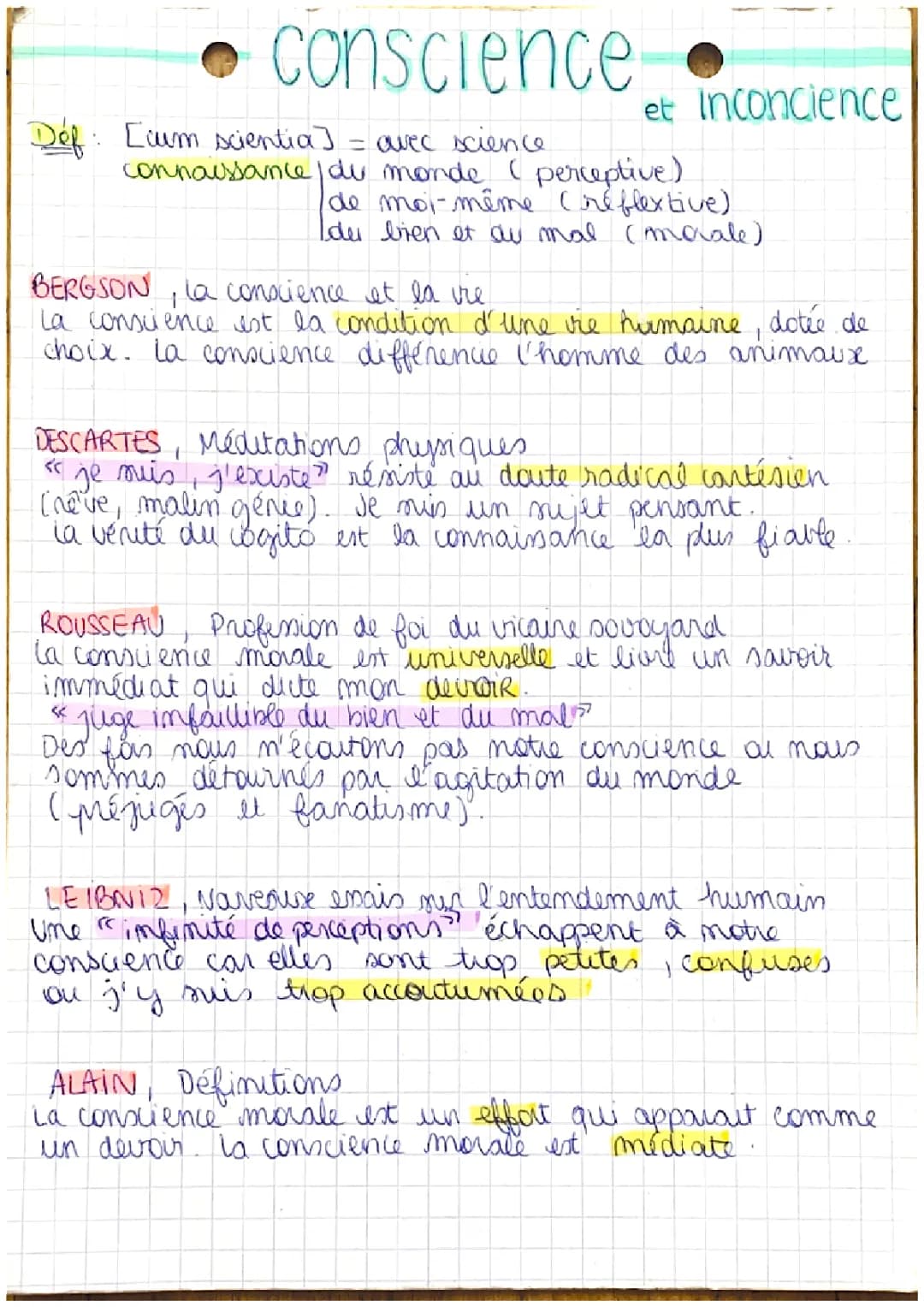 La Conscience et l'Inconscient en Philosophie: Introduction et Exemples