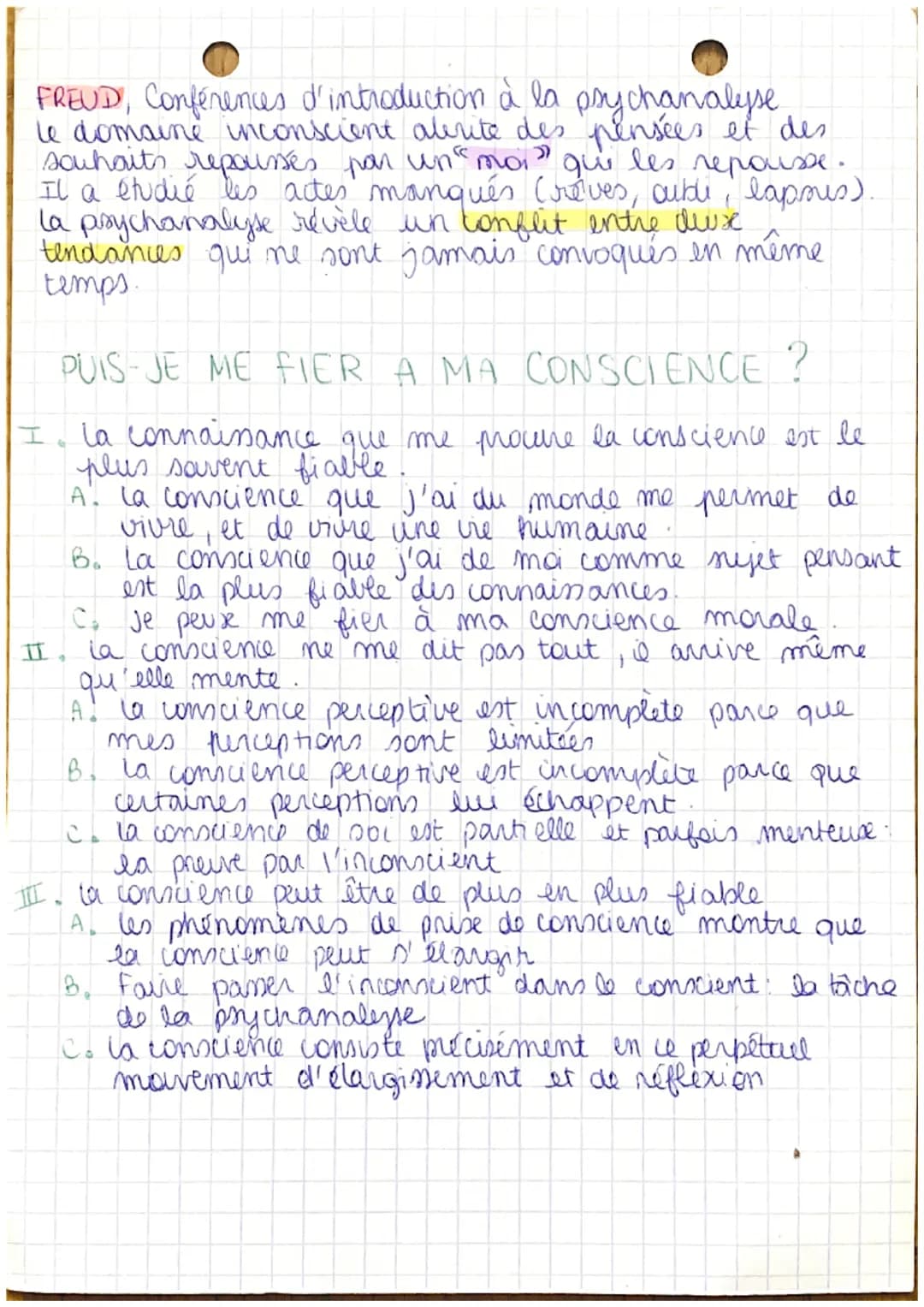 conscience
Déf: [cum scientia] = avec science
connaissance du monde ( perceptive)
et Inconcience
de moi-même (reflextive)
Idu bien et du mal