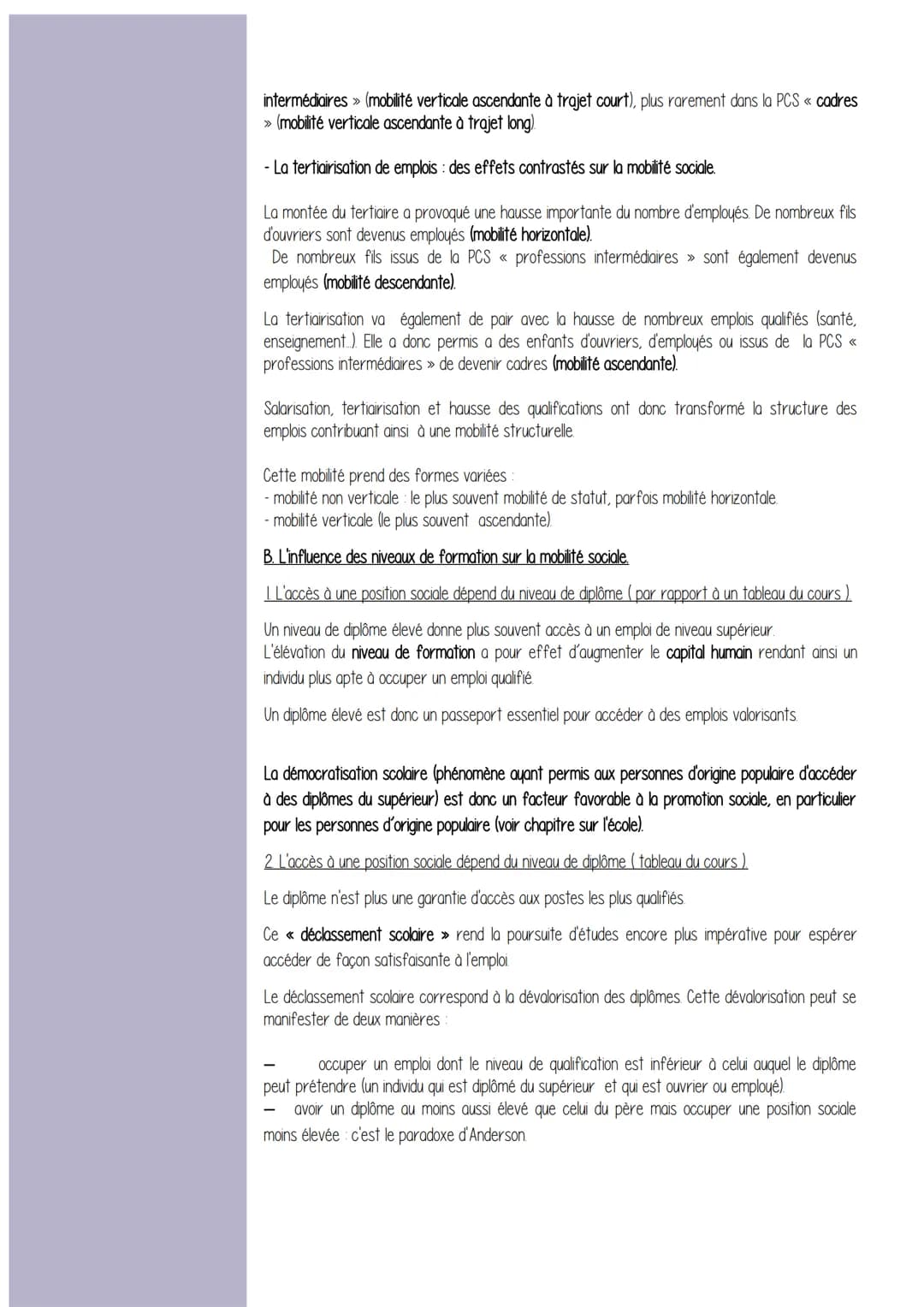 Chapitre 5 - Quels sont les caractéristiques contemporaines et les facteurs de la
mobilité sociale ?
Définitions / Mots Clefs/ - Comment déf