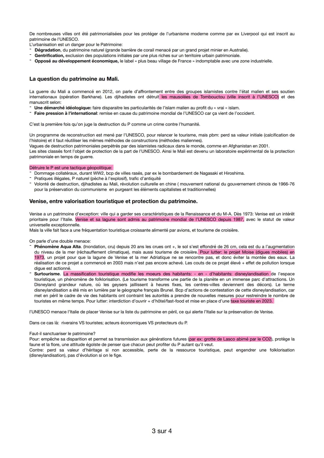 Thème 4: identifier, valoriser et gérer le patrimoine.
Introduction:
. La construction et l'élargissement de la notion de patrimoine: de la 